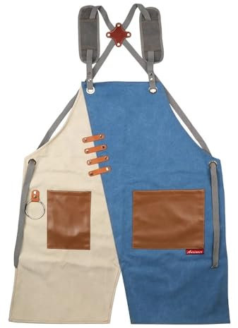 TIYGHI Tabliers Porte Outils Avec poches à outils Tablier en toile Sangles croisées Tablier de travail durable réglable