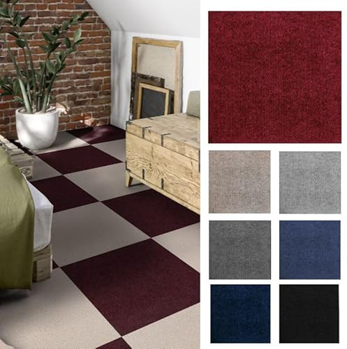 Pavimentos Arquiservi - Loseta de Moqueta Vienna - Elaboradas en Polipropileno Antracita - Resistente y Antideslizante Para Oficinas y Hogar - Resistencia al fuego CFL-S1 (Rojo, 20 uds - 5m²)