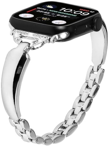 Miimall Metall Band für Apple Watch Armband 49mm/46mm/45mm/44mm/42mm/41mm/40mm/38mm,Zinklegierung Apple Watch Armbänder,Einstellbar band für iWatch Damen Series 10/9/8/7/6/5/4/3/2/1/SE 2/SE/Ultra