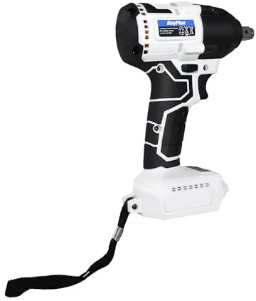 Bare Brushless Impact Wrench Drill, 21V Cordless Impact Wrench Car Repair Wheel Nut Gun with LED Light - White