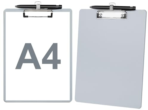 DoocliB 2 Stück Klemmbrett A4 mit Stifthalter, Clipboard Kunststoff | Klemmbrettmappe, Einschiebbare Aufhängöse, Clipboard für Büro,Schule, Rechtsanwälte, Schüler Lehrer Und Kinder