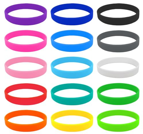 SYEYCW 15 Pièces Bracelet Silicone, Bracelet en Caoutchouc, Bracelets Personnalisé, Bracelets en Silicone de Couleur, pour Fitness, Course, Sports et Fêtes, pour Homme et Femme, 15 Couleurs