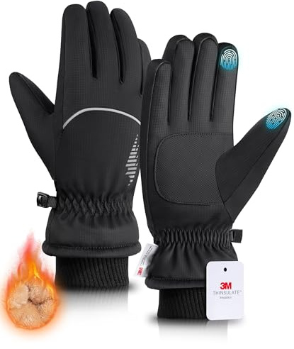 rivmount Winter Gloves with Waterproof, Touchscreen, Warm, Windproof for Women Men, Thermal Snow Glove for Cold Weather Running, Ski, Cycling, Working, Hiking, Driving, Biking, Outdoor (Black L)