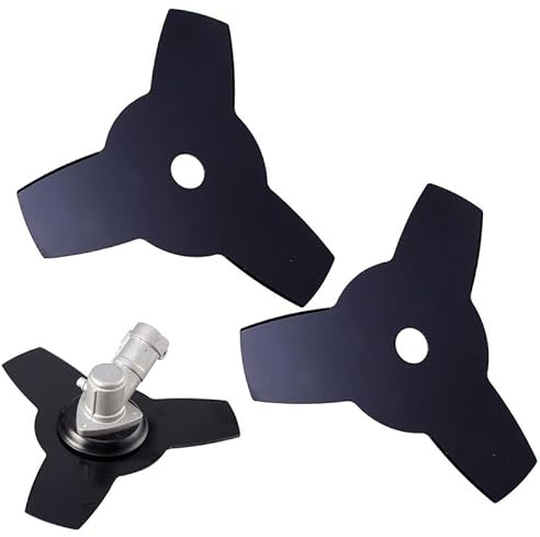 Rasentrimmer Klingen Metall, Klinge Freischneider, 2 Stück Dickichtmesser 3-Zahn, Außen-Ø 230mm, Bohrung-Ø 25,4mm, Messer Benzin Motorsense