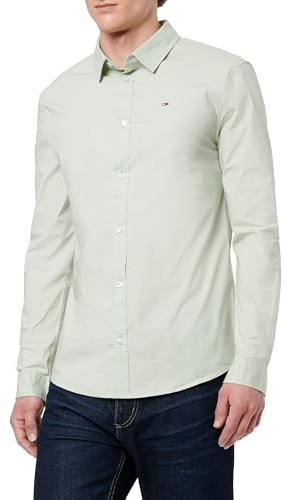 Tommy Jeans Tjm Original Stretch Shirt Dm0dm04405, Camicia a Maniche Lunghe Uomo, Verde (Misty Sage), L