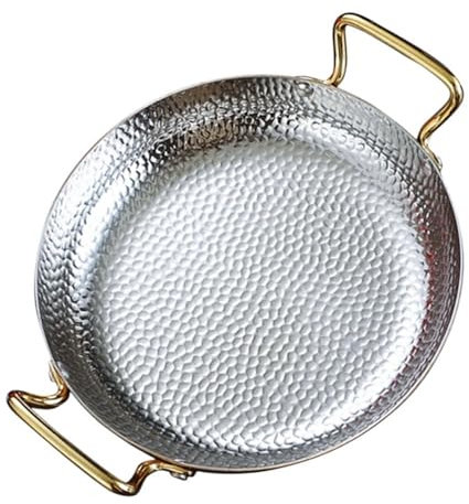 MVXBICIA Paellera española de acero inoxidable, sartén antiadherente para hogares o restaurantes (plata, 24 cm)