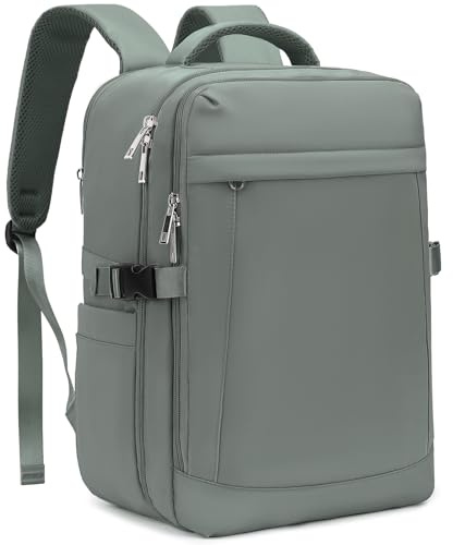 Yankony Mochila Viaje Cabina Avion 40x20x25 para Ryanair 20L Mochilas De Viaje con Bolsillo Antirrobo Travel Backpack Equipaje de Mano Hombre Mujer, Verde