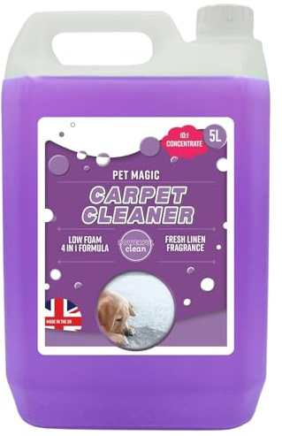 Unibos | 5 Litre Pet Carpet Cleaning Shampoo Solution Tough On Dog Stains Odour Remover Suitable For All Machines Fresh Linen Fragrance (1)