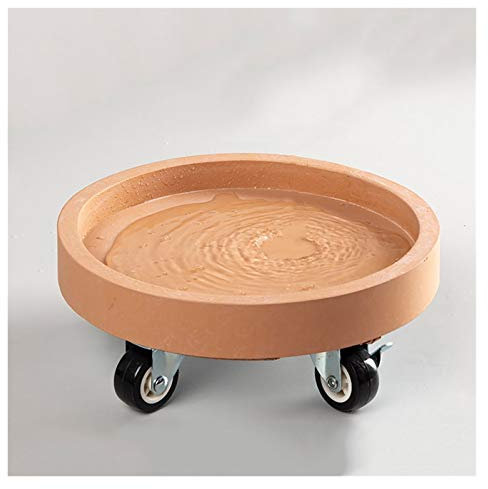 Quadratische Untersetzer mit Rädern für drinnen und draußen, Garten, Pflanzgefäß, Tablett, Rollwagen mit Rollständer, 30 cm, rund