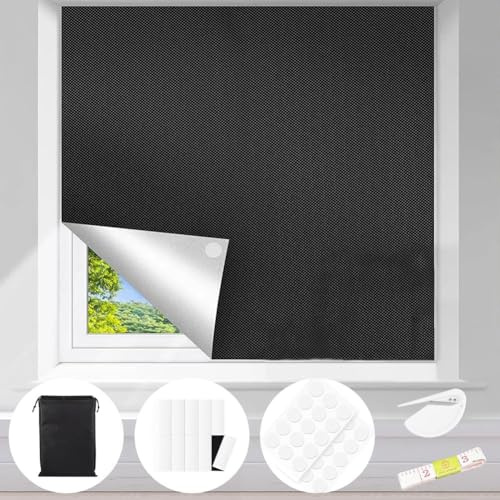 EAEVKPI Sonnenschutz Verdunklungsstoff, 150x300cm Sichtschutzfolie Fenster, 100% Blackout Blind Stoff für Reise, Verdunklungsfolie für Fenster, für Dachfenster, Fenster, Kinderzimmer