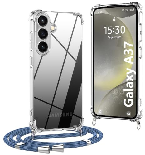 OLEPHY Handykette für Samsung Galaxy S25 5G Hülle mit Band, Blau | Necklace Hülle mit Band, Handyhülle zum Umhängen, Soft Transparent Case mit Kordel, Stoßfeste Schutzhülle,