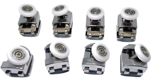 CTRSM Roues de Porte de Douche ， Ensemble de 4 pièces/8 pièces 23mm/25mm en Alliage de Zinc, Roues de Porte de Douche Simples, roulettes, Roues de Porte de Douche(4pcs,25mm)