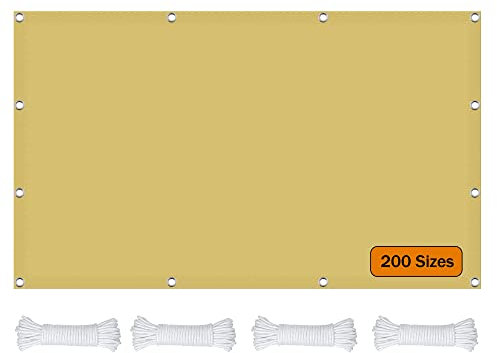 Sonnensegel, wasserdicht, rechteckig, 1,7 x 5 m, inklusive Seil, für Außenbereich, Terrasse, Garten, Markise, Vordach für Party, Rasen, Pergola, Terrassendielen, Cremefarben