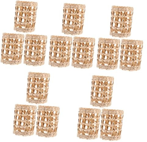 TOPBATHY 15pcs Handmade Cup Covers Straw Weaving Craft Glassware Covers Scald Cup Protector