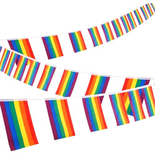 GGUFAY Drapeau De La Fierté, Drapeau Arc-En-Ciel, Drapeau Lgbtq, Le Drapeau Gay Joint-Pride, Peut êTre Utilisé à L'ExtéRieur, Drapeau Gay Fierté RéSistant Aux IntempéRies Avec, 7 MèTres, 25 Drapeaux