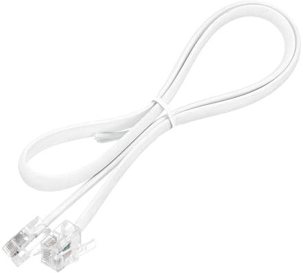 sourcing map Confezione da 1 cavo telefonico, 5 m, cavo telefonico RJ12 6P6C maschio a maschio, dritto, per casa, ufficio, bianco