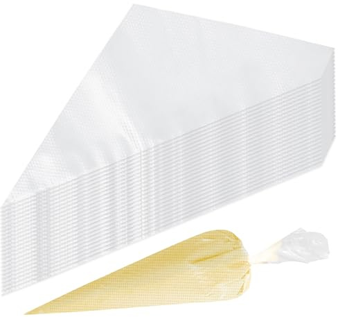 Klmnop 24 Inch Extra Large Piping Bag Disposable, 200 Pcs Disposable Tipless Icing Piping Bags, Non-Slip & Anti-Burst Thickened Pastry Bags for Cake Pastry Dessert Decoration(Clear)