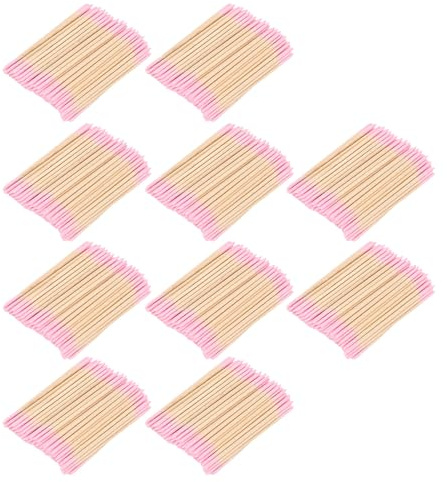 1000st Bomullsknoppar, Dubbla Spetsiga Bomullspinnar Makeup Tool Precision Tips för Smink Manikyrrengöring (Wood Stick Design)