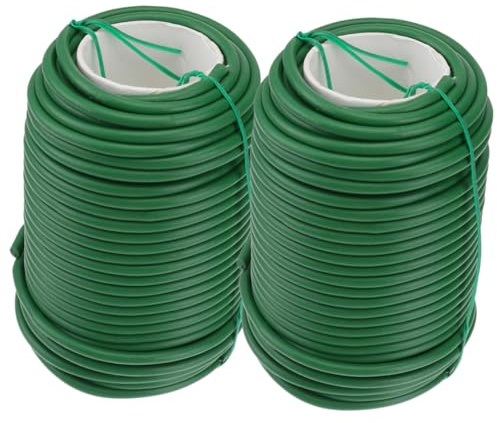 Toyvian 2 Rollos de Bridas Reutilizables en Color Verde para Plantas de Jardín Material TPR y Hierro Ideales para Sujetar Flores y Enredaderas Flexibilidad