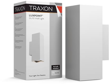 TRAXON LUXPOINT Aplique de Pared Rectangular - Wall Light para Bombilla GU10 (No Incluida) Luz Bidireccional Arriba y Abajo IP20 Interior 220V Diseño Moderno (Blanco, Rectangular Doble)