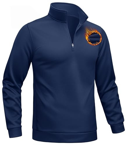 TACVASEN Half Zip Fleece Pullover Herren Sweatshirt Wärme Winter Top Thermo Langarmshirt Sport Shirt mit Stehkragen