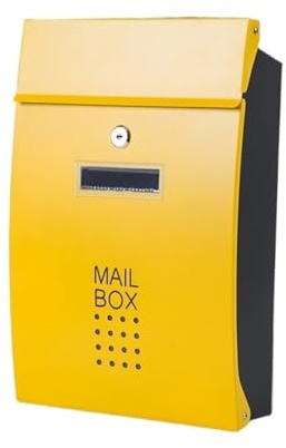 YZDKR Buzón de Correo for Exteriores, almacén de Acero Inoxidable, apartamento, hogar, jardín, buzón de Correo con Bloqueo Vertical montado en la Pared para Exterior o Puerta(Yellow)