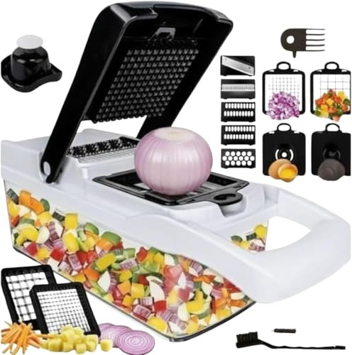 Vegetable Chopper, Vegetable Chopping, 18-in-1 Deluxe Vegetable Chopper Kitchen Gifts | Onion Chopper & Dicer | Peeler, Spiralizer, Lemon Squeezer, Egg Slicer & Seperator- Ultimate Kitchen Gadget