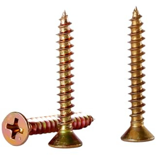 150 Pcs M4×30mm Carbon Steel Wood Screws - Yellow Zinc-Plated Cross-Slot Flat Head Self-Tapping | for Wall Panels, Wood, DIY