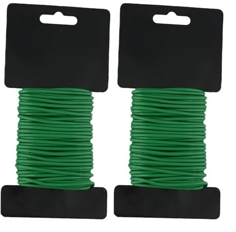 Solaughguy Soft Wire Garden Tie for Plant Support - 2 Pack Coiled Gardening Vine Frame Ties with Weather-Resistant Rubber Coated Wire, 3mm x 10m, Green(3mm*10m)