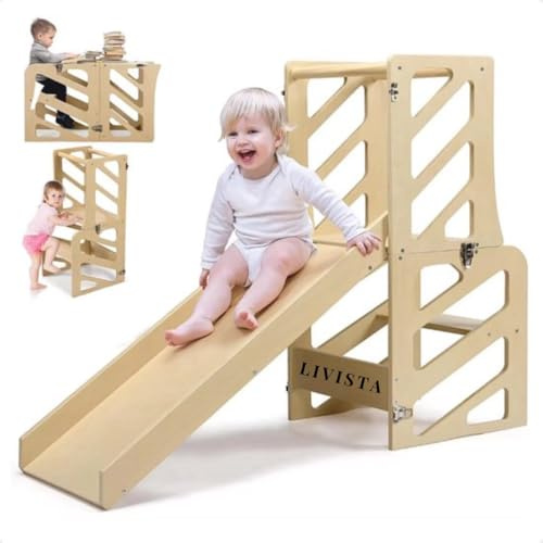 Livista Lernturm - Kitchen Aid - Küchenturm - Montessori Lernturm - 3 in 1 - faltbar - zusammenklappbar - Holz