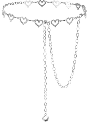 Rhinestone - Xinjoduz Fint metallbälte för dam, kristallbältesmed gnistrande stenar, dambälteskedja, justerbart dambälte, metallkedjabälte för klänning, jeans, Silver, Talla única