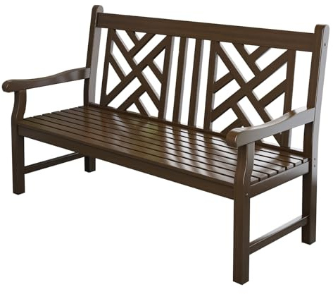 Panchina da giardino in legno di acacia, per esterni, finitura oliata naturale, per piscina, spiaggia, cortile, balcone, veranda, terrazza
