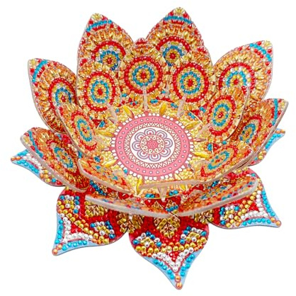 5D DIY Diamond Art Painting PVC Flower Candle Holders Tealight/Tea Light/Votive Candle Holder, for Table Centerpiece Home Décor Party Wedding Dinning-Flower05