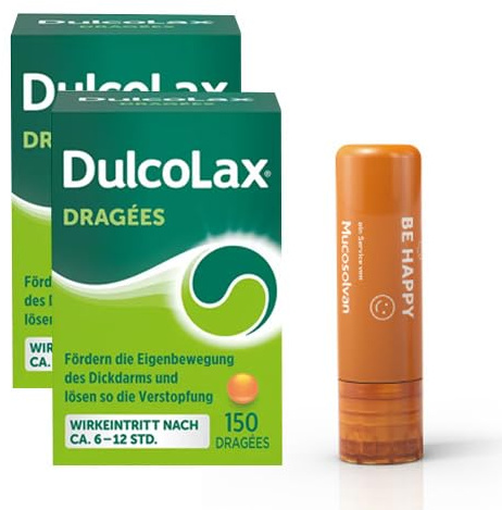 Doppelpack Set mit DULCOLAX Dragees 5 mg magensaftresistente Tabletten Dose (2x150St) + Lippenpflegestift