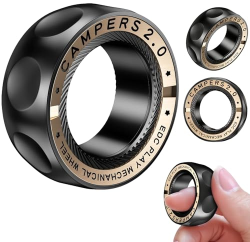 7JI Anello Antistress Fidget Slider, Giocattolo per Adulti,Slider Magnetico in Metallo, Decompressione Tattile,Anelli Rotanti,Regali per Uomini e Donne,ADHD,Autism