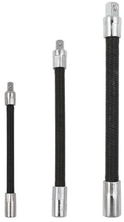 Wealsun Flexible Extension Bar Set Pack of 3 | 1/4in, 3/8in, 1/2in, Flexible Extension Bars, Drive Socket Extension Bars Suitable for Electric Drills and Ratchet Wrenches