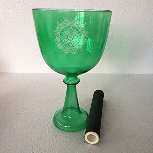 Calice chantant en cristal vert 4 octave de 14,6 cm 432 Hz parfait chakra du cœur parfait pour la guérison par son, le yoga, la méditation.