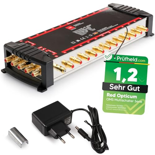 RED OPTICUM 5/24 Multischalter SAT Verteiler für 24 Teilnehmer / 1 Satelliten kompatibel mit Quattro und Quad LNB. Digital Multiswitch Matrix für HD 4K Sat Anlagen TV