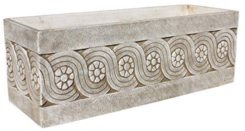 AnaParra Jardinera Rectangular Moderna en hormigón aligerado para Exterior Cenefa 80X29X38cm. Natural Musgo Verde
