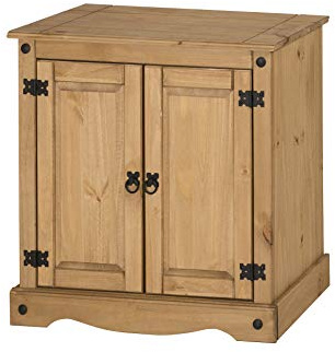Corona Solid Wood Pine 2 Door Cupboard Sideboard Wooden Small Unit Chest Cabinet Storage Living Room Lounge Hallway Kitchen Bedroom Mexican Style 73cm High 75cm Wide 36cm Deep