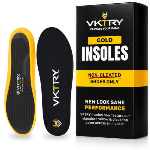VKTRY Gold for Non-Cleated Shoes - Carbon Fiber Performance Insoles - Customized Athletic Inserts for Sports Basketball Volleyball Running & More | Shock Absorption US M8.5-9, W10.5-11, 121-170Lbs