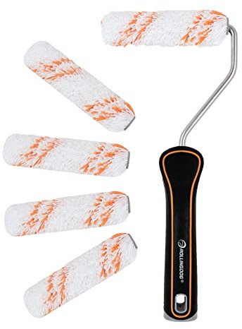 ROLLINGDOG 100 mm Mini Farbroller Set - Mikrofaser Rollenabdeckungen mit hoher Dichte und Farbwalzenrahmen Farbroller Rahmenenthält für kleine oder schwer zugängliche Bereiche