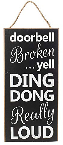 Thresholds Doorbell Broken Yell Ding Dong Cute 12 Wooden Sign