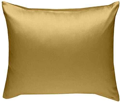 Bettwaesche-mit-Stil Mako-Satin Baumwollsatin Bettwäsche Uni einfarbig zum Kombinieren (Kissenbezug 80 cm x 80 cm, Gold) viele Farben & Größen