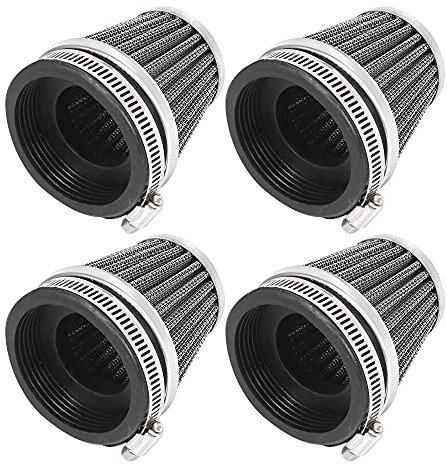 Motoforti Lot de 4 filtres à air universels pour moto - 60 mm - Noir