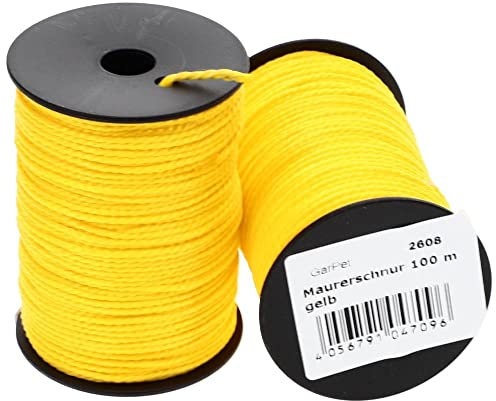 Maurerschnur gelb Richtschnur 100m 2mm reißfeste Schnur Spannschnur Pflasterschnur Bauschnur Mauerschnur Verlegeschnur Lotschnur Absteckschnur Markierschnur