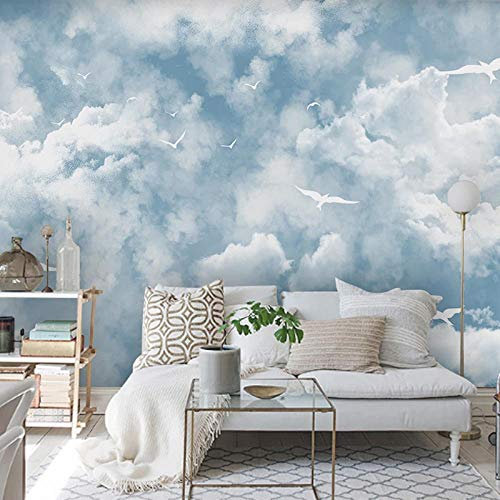 YXTSmurals Fototapete 3D Effekt Himmel Weiß Wolken Landschaft Fototapeten Vlies Tapeten Wandtapete Vliestapete Wandbild Wand Schlafzimmer Wohnzimmer Büro Küche