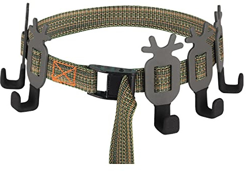 Highwild Treestand Strap Gear Hangers for Hunting Gears Bow - Multi-Hook Accessory Holder - NO Plastic Parts - ON Your Tree in Seconds - 5 Hooks Set (Green)
