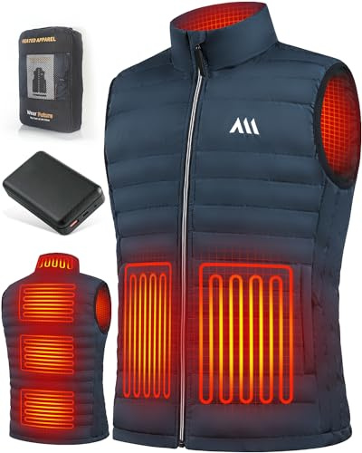 SowYee Gilet Chauffant Électrique Avec Batterie 20000mAh Veste Chauffante homme Sans Manche ultraléger 6 Zones réchauffeurs (FR/ES, Alpha/lettres, M, Taille normale, Taille normale)