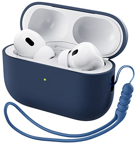 ORNARTO für AirPods Pro 2 Hülle Silikon mit Lanyard - Sturmblau | Premium Flüssigsilikon, robuster PC-Kern, mit Lanyard, stoß- und kratzfest, große Farbauswahl